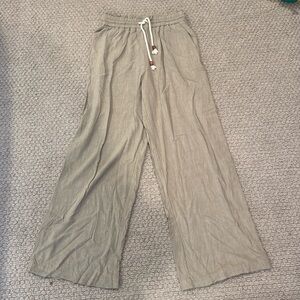 Zara Wide Leg Linen Pants in Sage Green. Size S.
